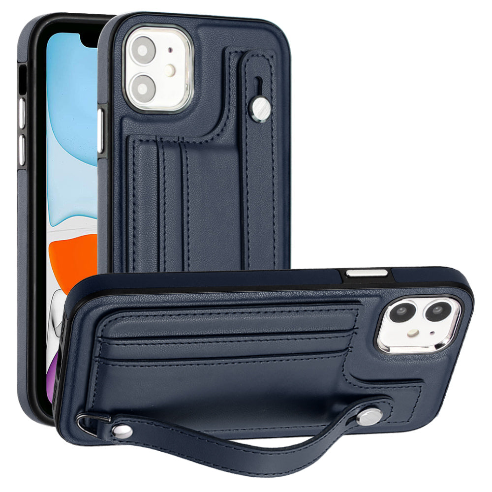 For iPhone 11 Protective Kickstand Case YB Leather Coating Series-5 TPU Phone Cover with Card Slots For iPhone 11 Protective Kickstand Case YB Leather Coating Series-5 TPU Phone Cover with Card Slots